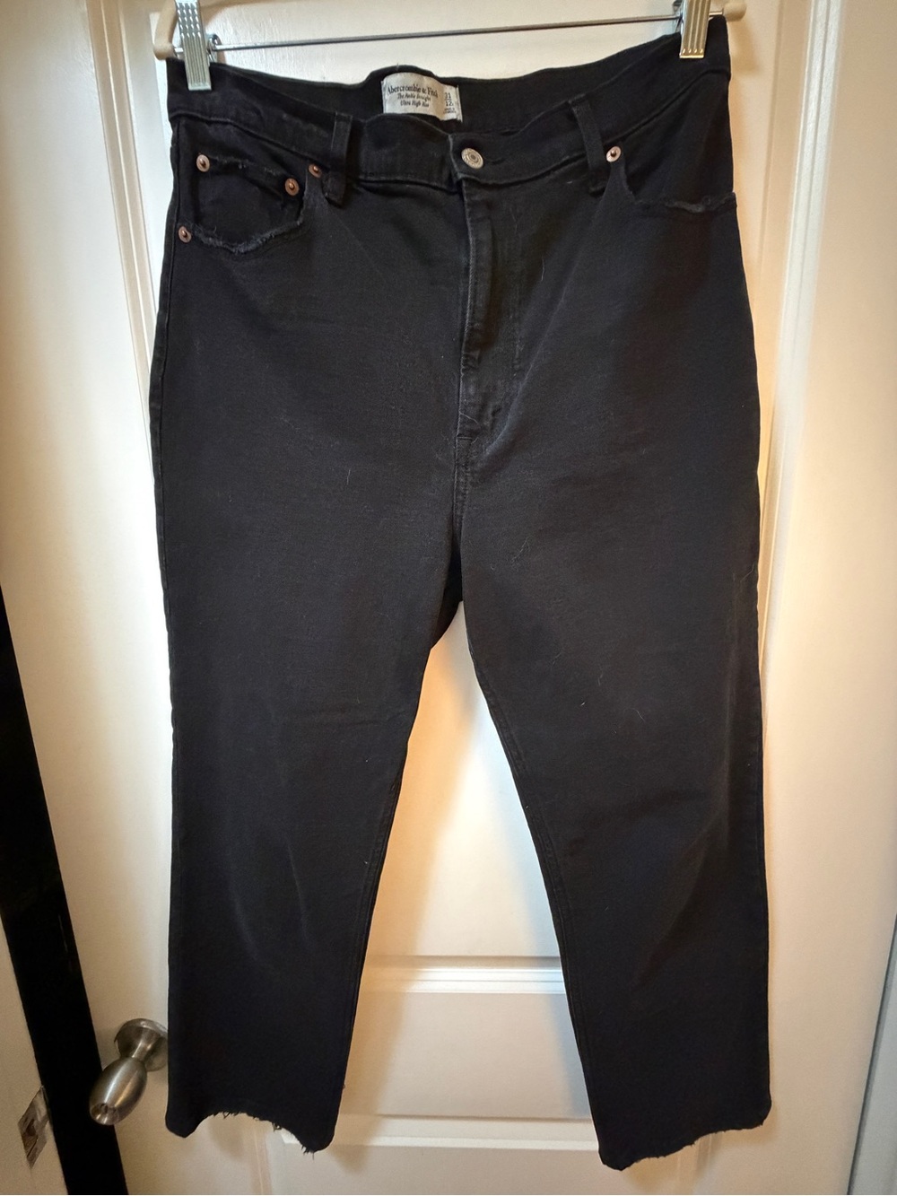 Abercrombie & Fitch Ankle Straight Ultra High Rise Black Denim